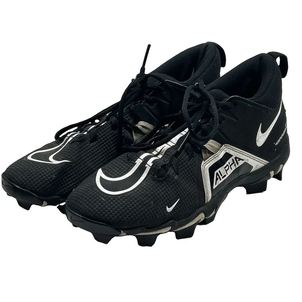 Nike Alpha Menace 3 Shark Football Cleats Black White CV0582-001 Sz 9.5 Men's